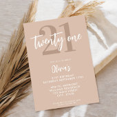 Modern Tan Brown Elegant 21e verjaardag Kaart