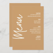 Modern Tan Dinner Menu Thanksgiving Herfst Kaart (Voorkant / Achterkant)