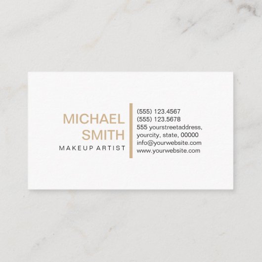 Modern Tan Elegant Professional Plain White Visitekaartje (Achterkant)