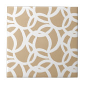 Modern Tan en White Abstract patroon Tegeltje (Voorkant)