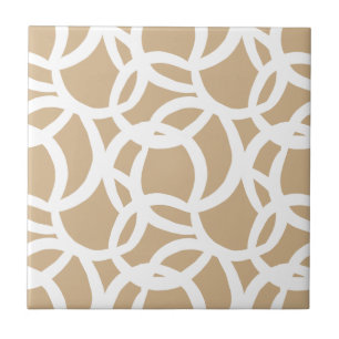 Modern Tan en White Abstract patroon Tegeltje