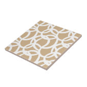 Modern Tan en White Abstract patroon Tegeltje (Zijkant)