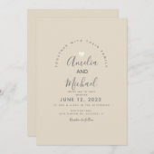 Modern Tan Gray Simple Heart Weddenschap Kaart (Voorkant / Achterkant)
