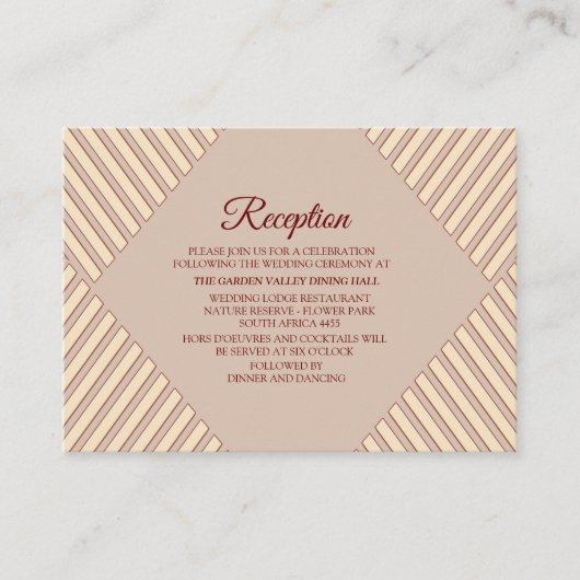 Modern Tan - Marsala-wine tone stripes Informatiekaartje (Voorkant)