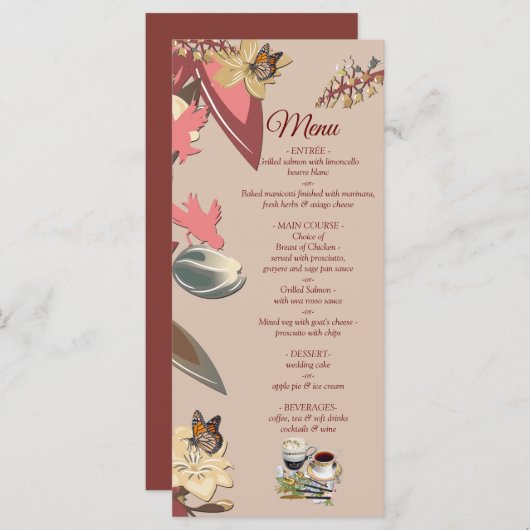Modern Tan - Marsala-wine tone stripes Menu (Voorkant / Achterkant)