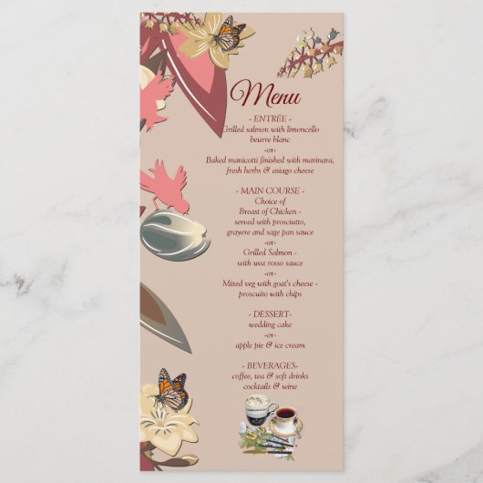 Modern Tan - Marsala-wine tone stripes Menu (Voorkant)