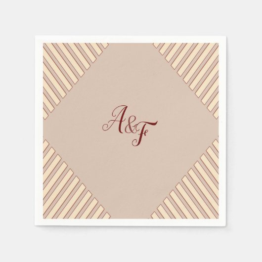 Modern Tan - Marsala-wine tone stripes Napkins Servet (Voorkant)