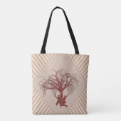 Modern Tan - Marsala-wine tone stripes Tote Bag (Achterkant)