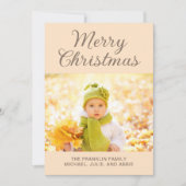 Modern Tan Merry-kerstfoto Feestdagenkaart (Voorkant)