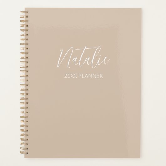 Modern Tan Personalized Planner (Voorkant)