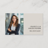 Modern Tan Real Estate Professionele Foto QR Visitekaartje (Voorkant)