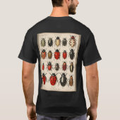 Modern Tan Red Custom Monogram Kever Bug Patroon T-shirt (Achterkant)