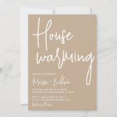 Modern Tan & White Housewarming Invitation Kaart (Voorkant)