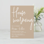 Modern Tan & White Housewarming Invitation Kaart (Staand voorkant)