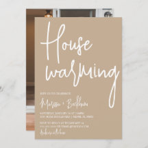 Modern Tan & White Housewarming Invitation
