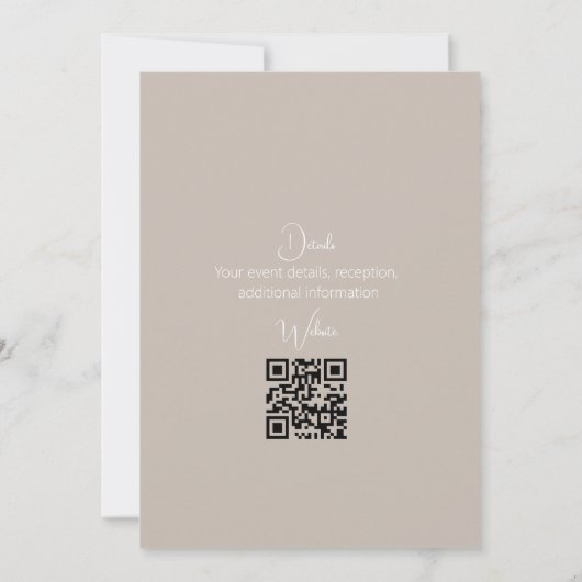 Modern Tan White Ribbon Script Weddenschap Kaart (Achterkant)