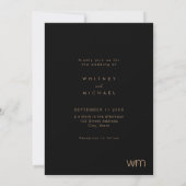 Modern Tan Zwart Minimal Monogram Trouwen Kaart (Achterkant)
