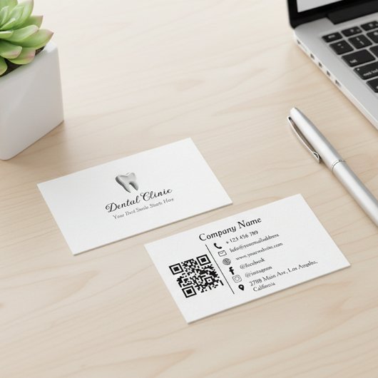 Modern Tandartskliniek Logo QR-code Visitekaartje