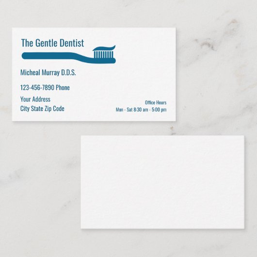Modern tandborstelthema visitekaartje (Voorkant / Achterkant)