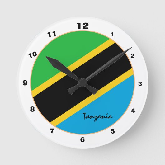 Modern Tanzania Flag, Tanzania Home / design Ronde Klok (Voorkant)