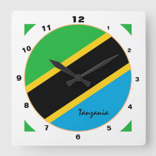 Modern Tanzania Flag, Tanzania Home / design Vierkante Klok
