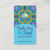 Modern Tapestry New age Holistic Aqua Blue Gold Visitekaartje (Voorkant)