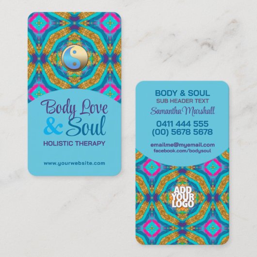 Modern Tapestry New age Holistic Aqua Blue Gold Visitekaartje (Voorkant / Achterkant)