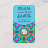 Modern Tapestry New age Holistic Aqua Blue Gold Visitekaartje (Achterkant)