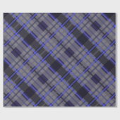 Modern Tartan Blauw Grijs Zwart Patroon Cadeaupapier (Vlak)
