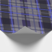 Modern Tartan Blauw Grijs Zwart Patroon Cadeaupapier (Hoek)