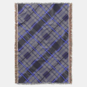 Modern Tartan Blauw Grijs Zwart Patroon Deken (Voorkant Verticaal)