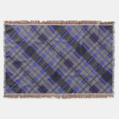 Modern Tartan Blauw Grijs Zwart Patroon Deken (Voorkant)