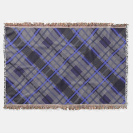 Modern Tartan Blauw Grijs Zwart Patroon Deken