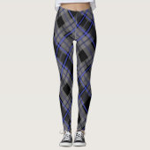 Modern Tartan Blauw Grijs Zwart Patroon Leggings (Voorkant)