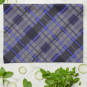 Modern Tartan Blauw Grijs Zwart Patroon Theedoek (Gevouwen)