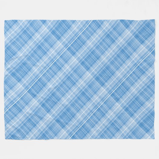 Modern Tartan Blauw Tan Plaid Patroon. Fleece Deken (Voorkant (Horizontaal))