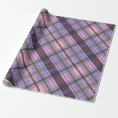 Modern Tartan Blue Pink Black Pattern Cadeaupapier (Uitgerold)