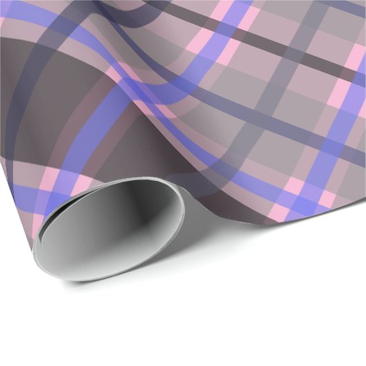 Modern Tartan Blue Pink Black Pattern Cadeaupapier (Rol Hoek)