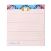 Modern Tartan Golden Monogram script Abrite gelijn Notitieblok (Voorkant)