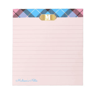 Modern Tartan Golden Monogram script Abrite gelijn Notitieblok
