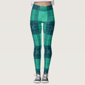Modern Tartan Green Leggings (Voorkant)