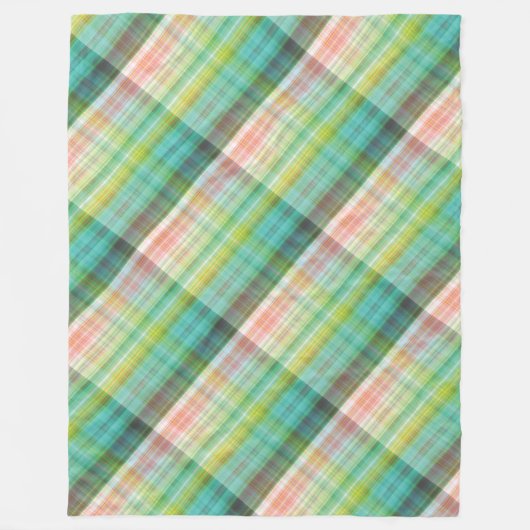 Modern Tartan Green Tan Plaid Patroon. Fleece Deken (Voorkant)