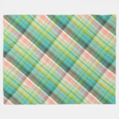 Modern Tartan Green Tan Plaid Patroon. Fleece Deken (Voorkant (Horizontaal))