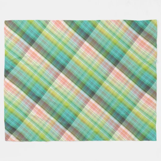 Modern Tartan Green Tan Plaid Patroon. Fleece Deken (Voorkant (Horizontaal))