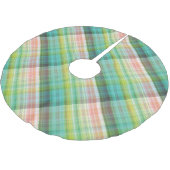 Modern Tartan Green Tan Plaid Patroon. Kerstboom Rok (Gekanteld)