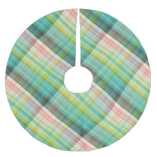 Modern Tartan Green Tan Plaid Patroon. Kerstboom Rok