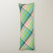 Modern Tartan Green Tan Plaid Patroon. Lichaamskussen (Achterkant (Verticaal))