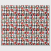 Modern Tartan grijs bloemmotief Cadeaupapier (Vlak)