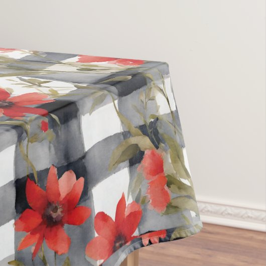 Modern Tartan grijs bloemmotief Tafelkleed (Voorbeeld)