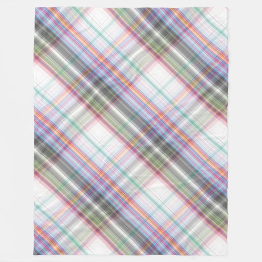 Modern Tartan Groen Geel Tan Plaid Patroon. Fleece Deken (Voorkant)
